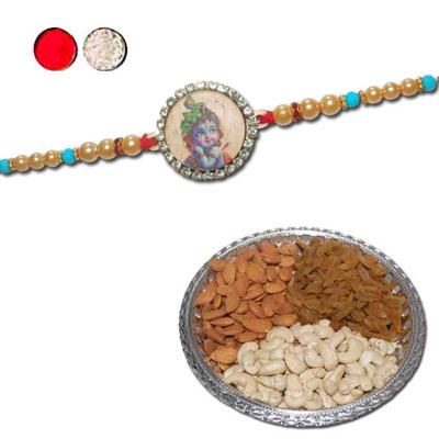 "Rakhi - FR- 8530 A (Single Rakhi), Dryfruit Thali - RD700 - Click here to View more details about this Product